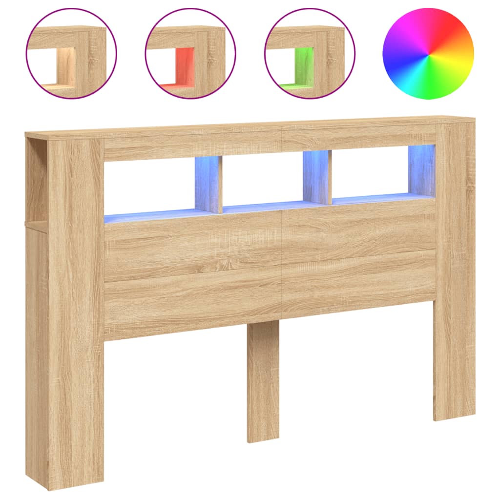 Hoofdbord met LED 160x18,5x103,5 cm bewerkt hout sonoma eiken Hoofdborden en voetborden | Creëer jouw Trendy Thuis | Gratis bezorgd & Retour | Trendy.nl