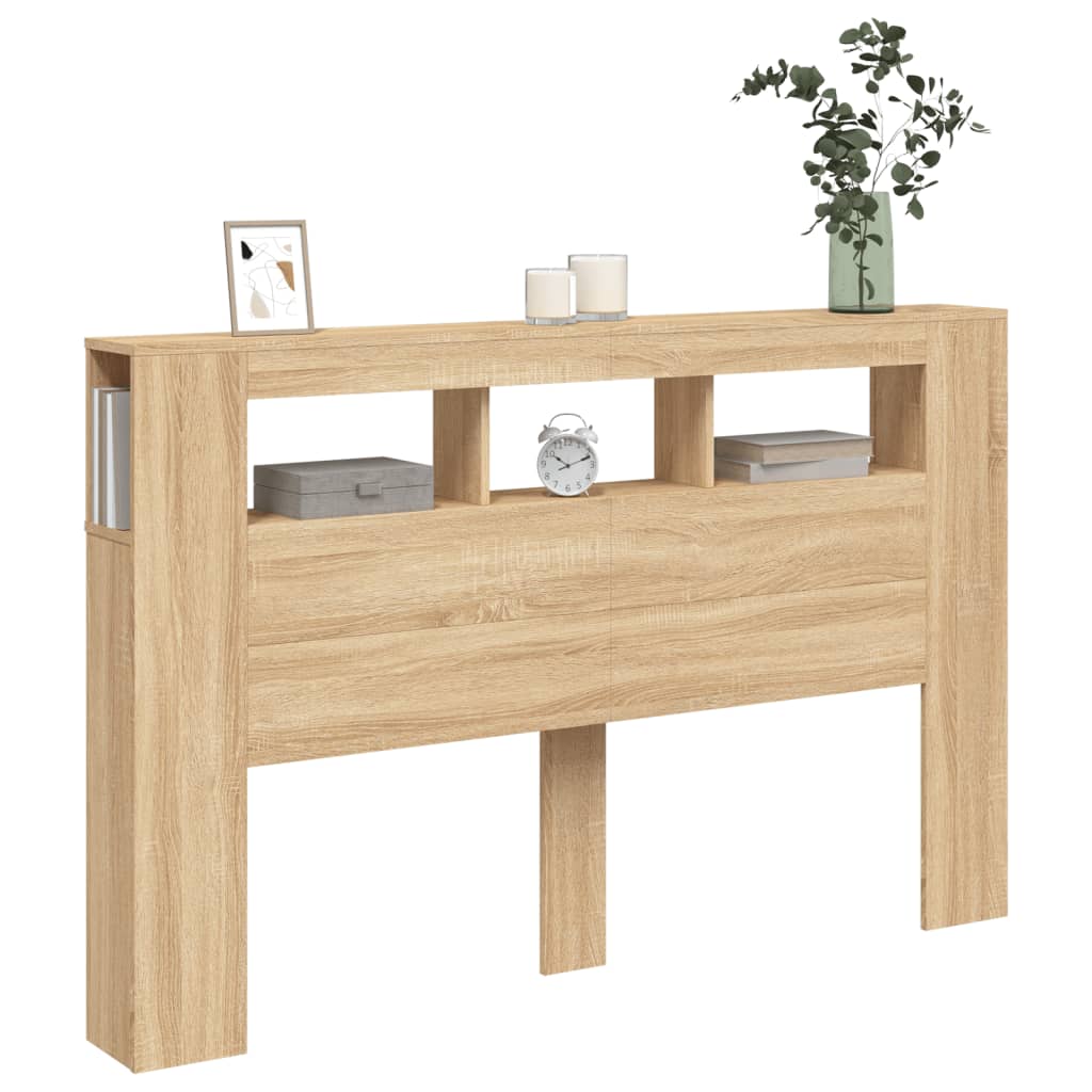 Hoofdbord met LED 160x18,5x103,5 cm bewerkt hout sonoma eiken Hoofdborden en voetborden | Creëer jouw Trendy Thuis | Gratis bezorgd & Retour | Trendy.nl