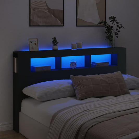 Hoofdeinde met LED 180x18,5x103,5 cm bewerkt hout zwart Hoofdborden en voetborden | Creëer jouw Trendy Thuis | Gratis bezorgd & Retour | Trendy.nl