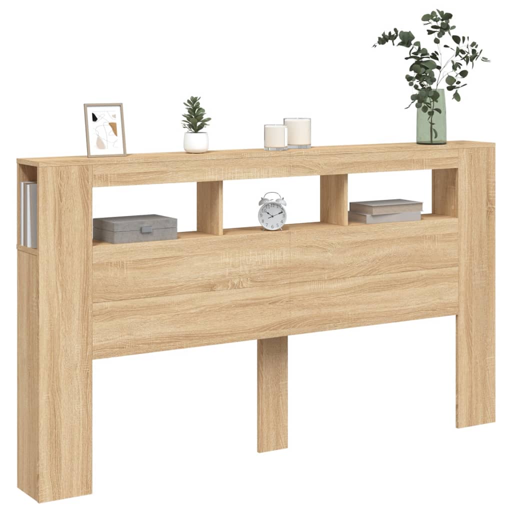 Hoofdbord met LED 180x18,5x103,5 cm bewerkt hout sonoma eiken Hoofdborden en voetborden | Creëer jouw Trendy Thuis | Gratis bezorgd & Retour | Trendy.nl