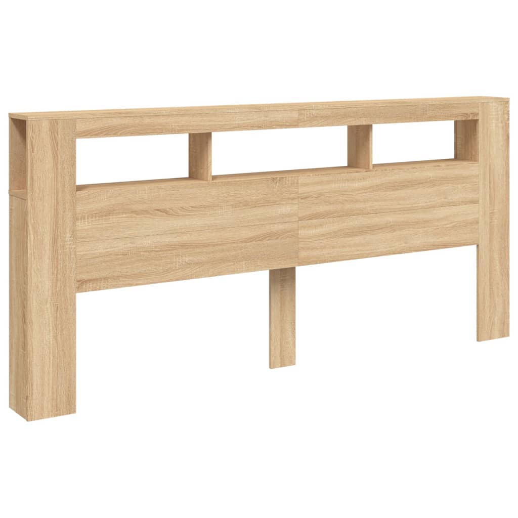 Hoofdbord met LED 220x18,5x103,5 cm bewerkt hout sonoma eiken Hoofdborden en voetborden | Creëer jouw Trendy Thuis | Gratis bezorgd & Retour | Trendy.nl