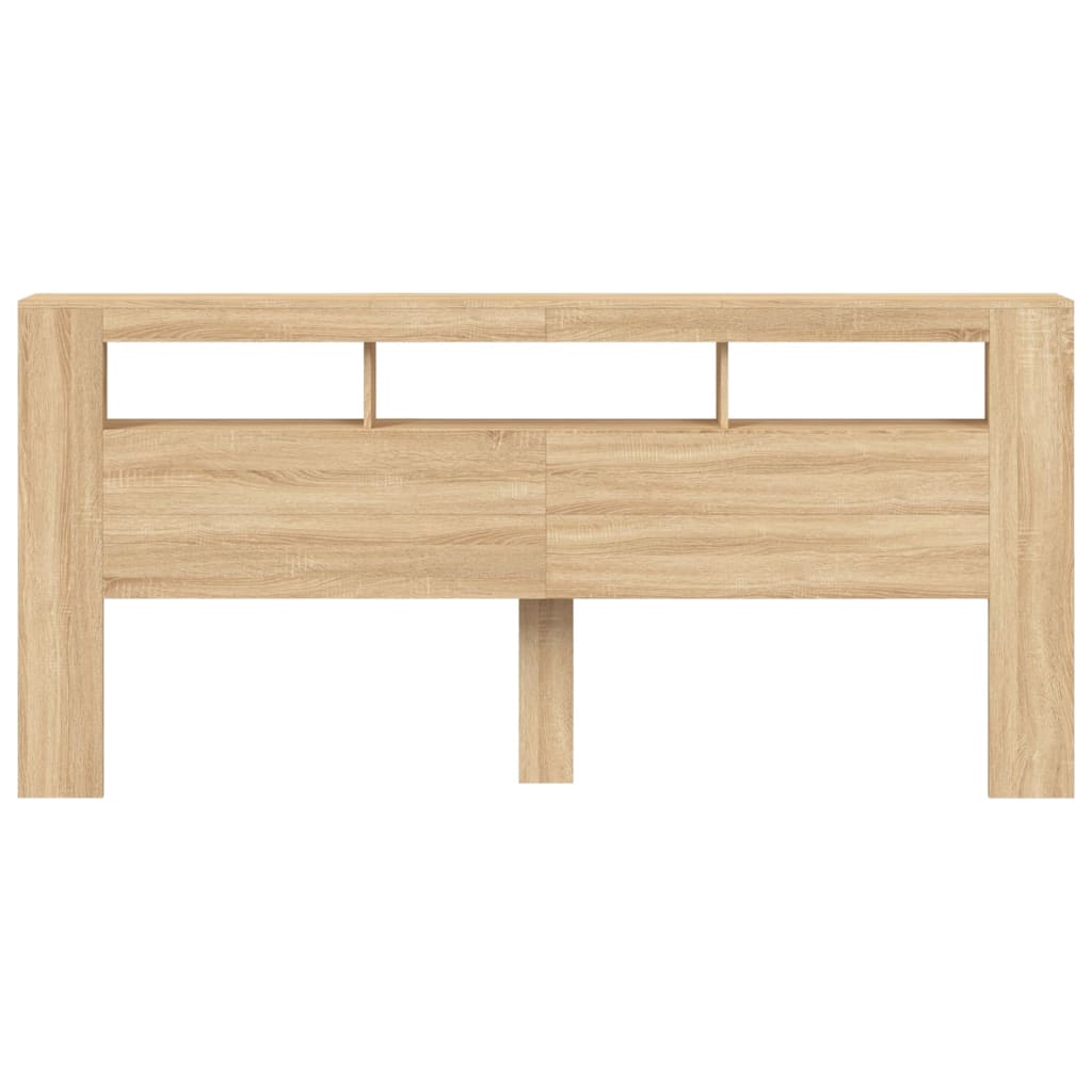 Hoofdbord met LED 220x18,5x103,5 cm bewerkt hout sonoma eiken Hoofdborden en voetborden | Creëer jouw Trendy Thuis | Gratis bezorgd & Retour | Trendy.nl