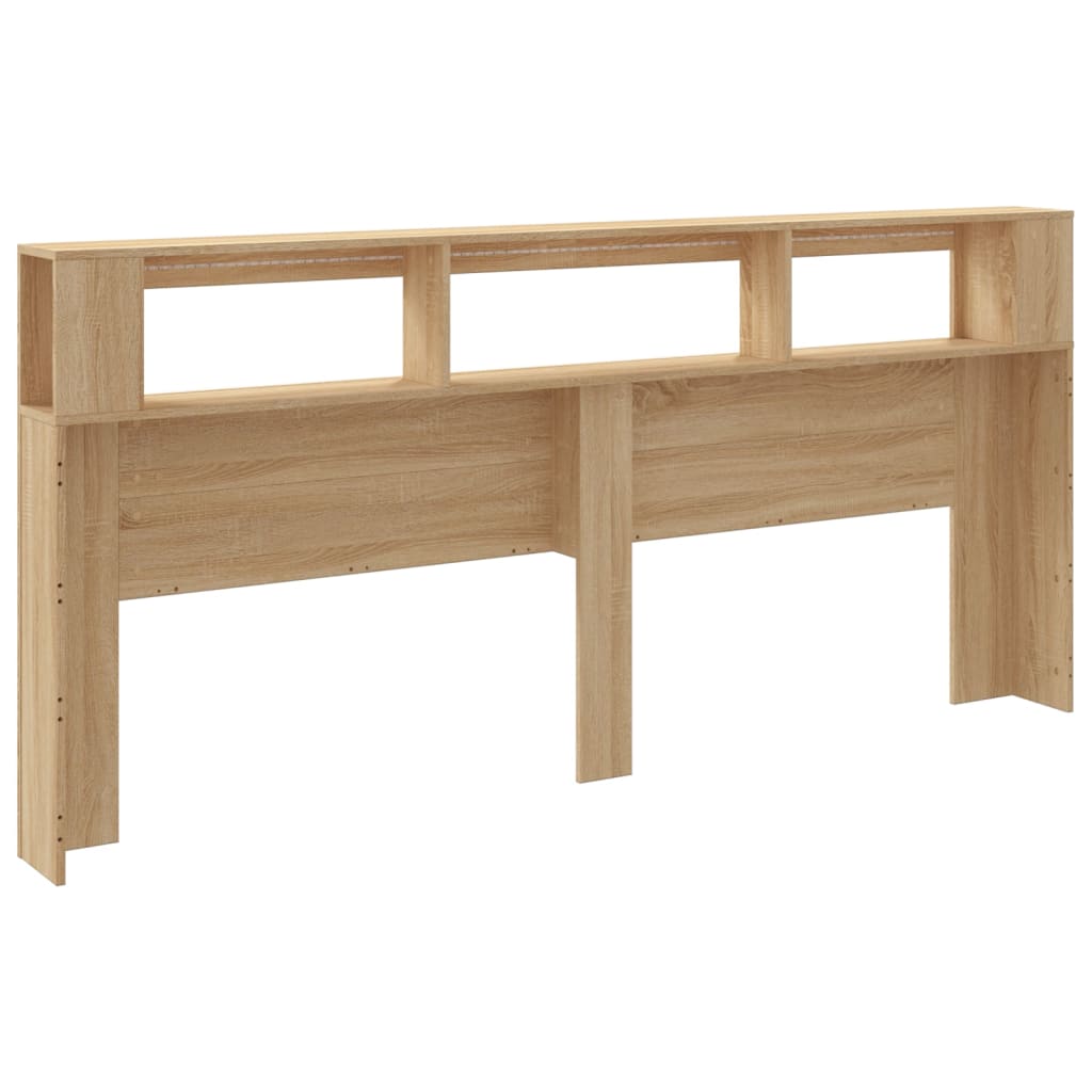 Hoofdbord met LED 220x18,5x103,5 cm bewerkt hout sonoma eiken Hoofdborden en voetborden | Creëer jouw Trendy Thuis | Gratis bezorgd & Retour | Trendy.nl