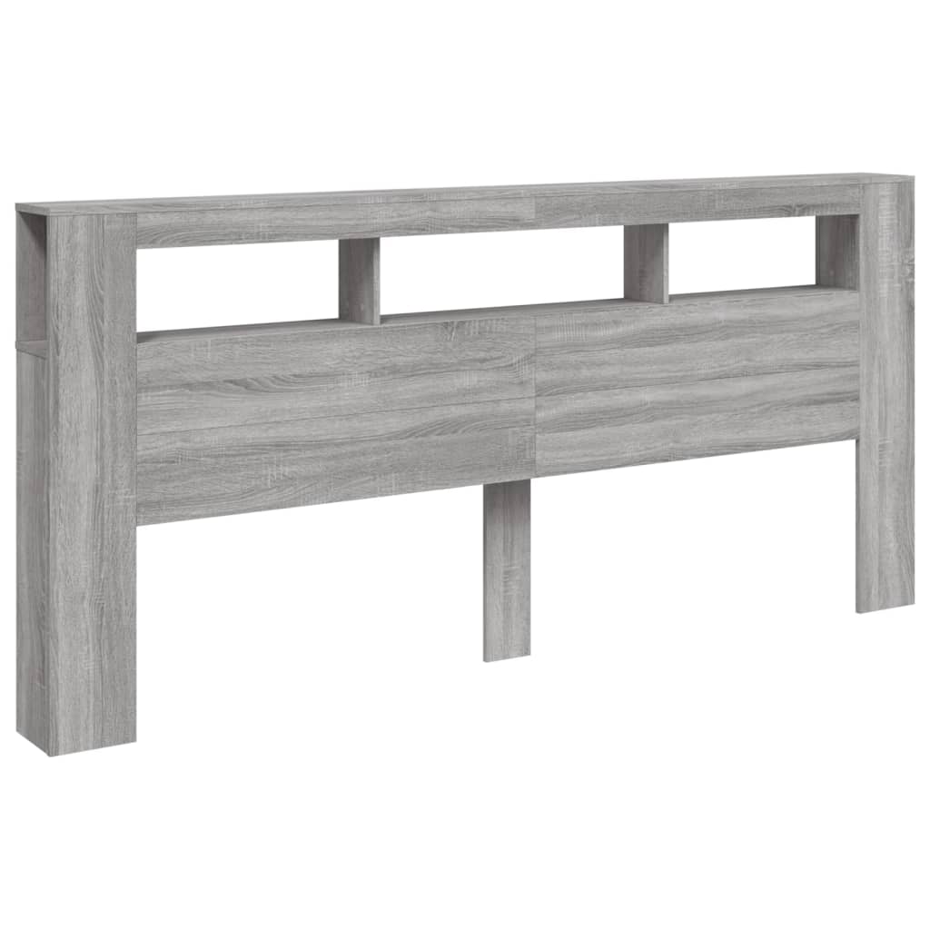 Hoofdeinde met LED 220x18,5x103,5 cm bewerkt hout grijs sonoma Hoofdborden en voetborden | Creëer jouw Trendy Thuis | Gratis bezorgd & Retour | Trendy.nl