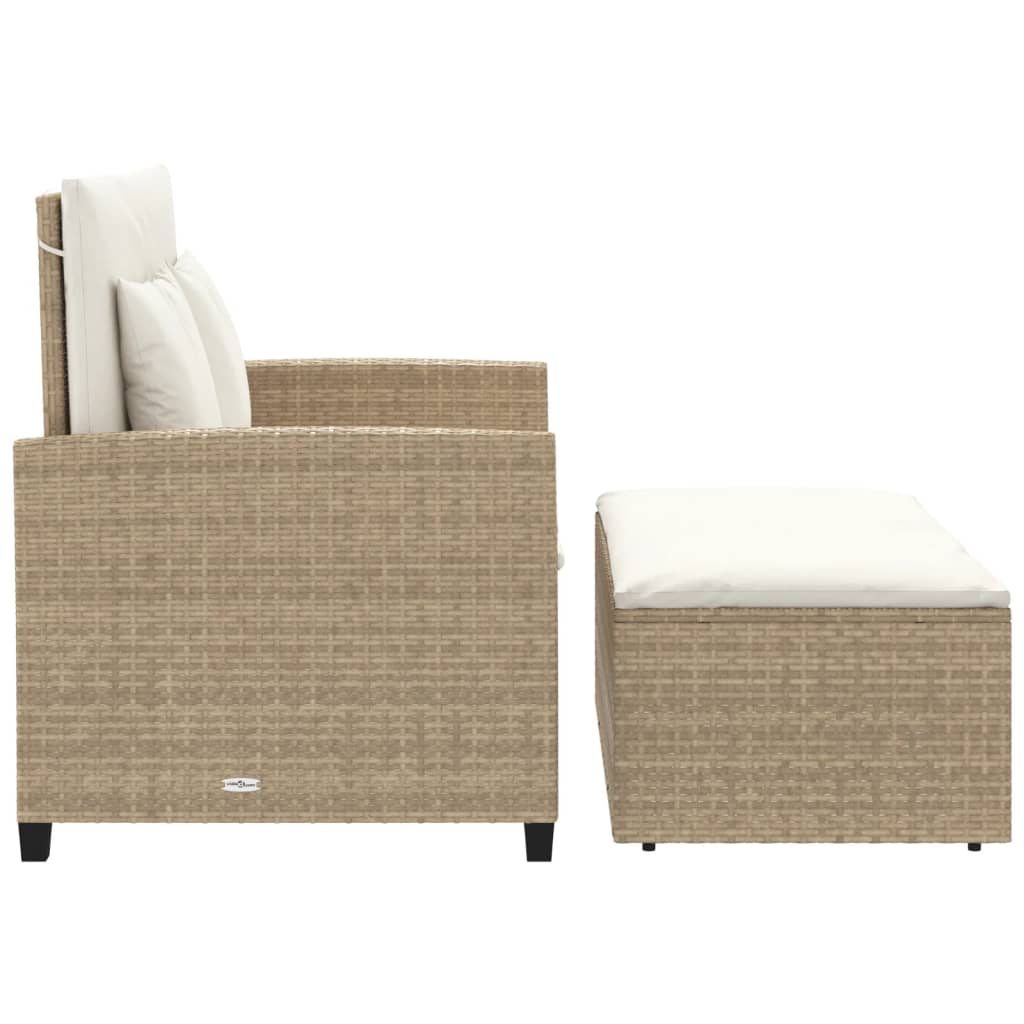 Tuinbank 2-zits met kussens poly rattan beige Loungebanken | Creëer jouw Trendy Thuis | Gratis bezorgd & Retour | Trendy.nl