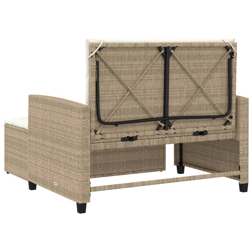 Tuinbank 2-zits met kussens poly rattan beige Loungebanken | Creëer jouw Trendy Thuis | Gratis bezorgd & Retour | Trendy.nl