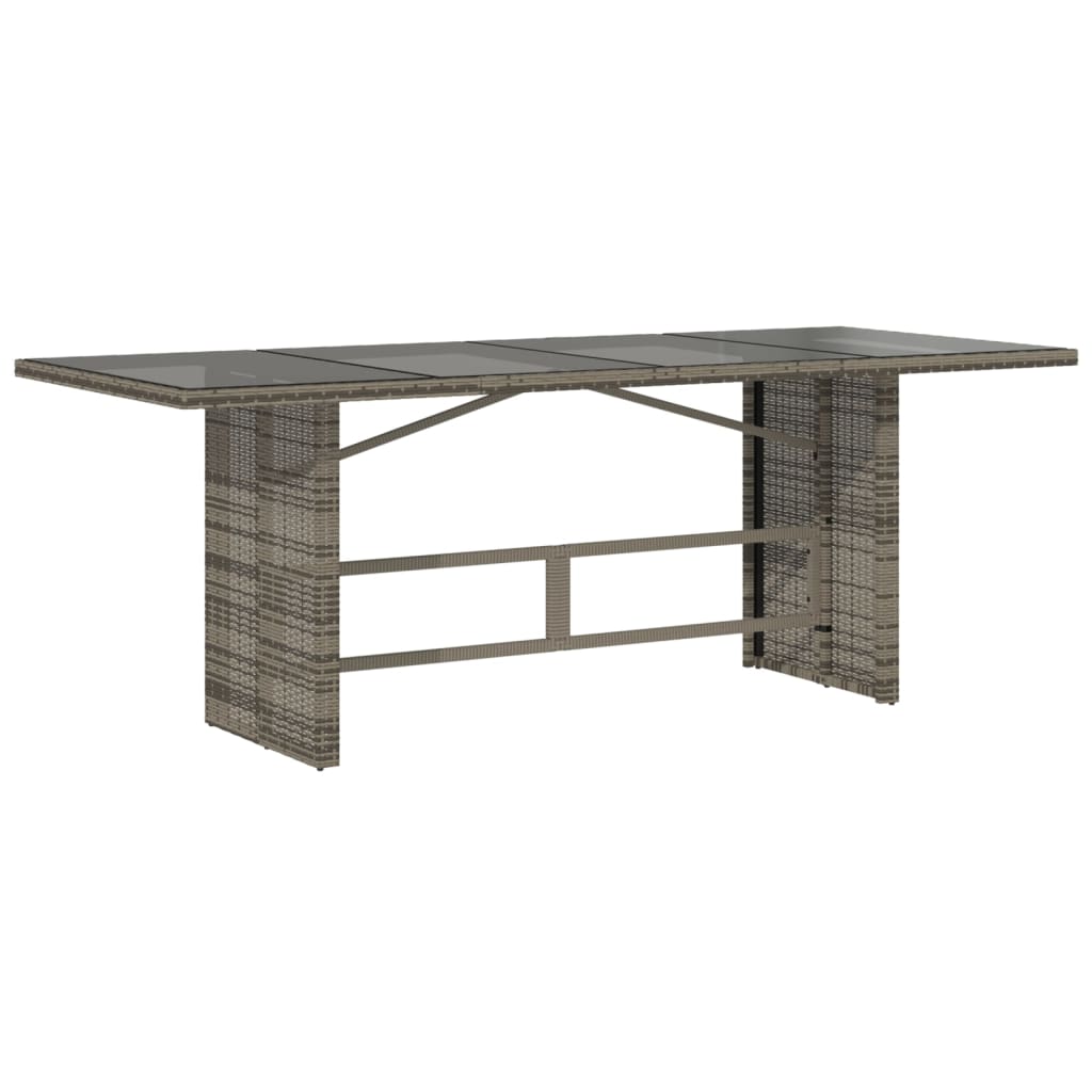 Tuintafel met glazen blad 190x80x74 cm poly rattan grijs Tuintafels | Creëer jouw Trendy Thuis | Gratis bezorgd & Retour | Trendy.nl