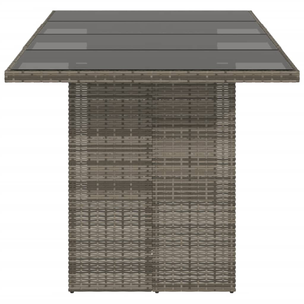 Tuintafel met glazen blad 190x80x74 cm poly rattan grijs Tuintafels | Creëer jouw Trendy Thuis | Gratis bezorgd & Retour | Trendy.nl