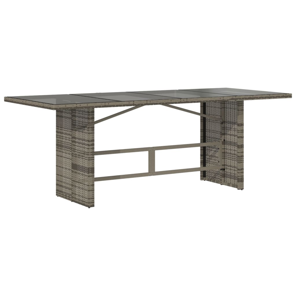 Tuintafel met glazen blad 190x80x74 cm poly rattan grijs Tuintafels | Creëer jouw Trendy Thuis | Gratis bezorgd & Retour | Trendy.nl