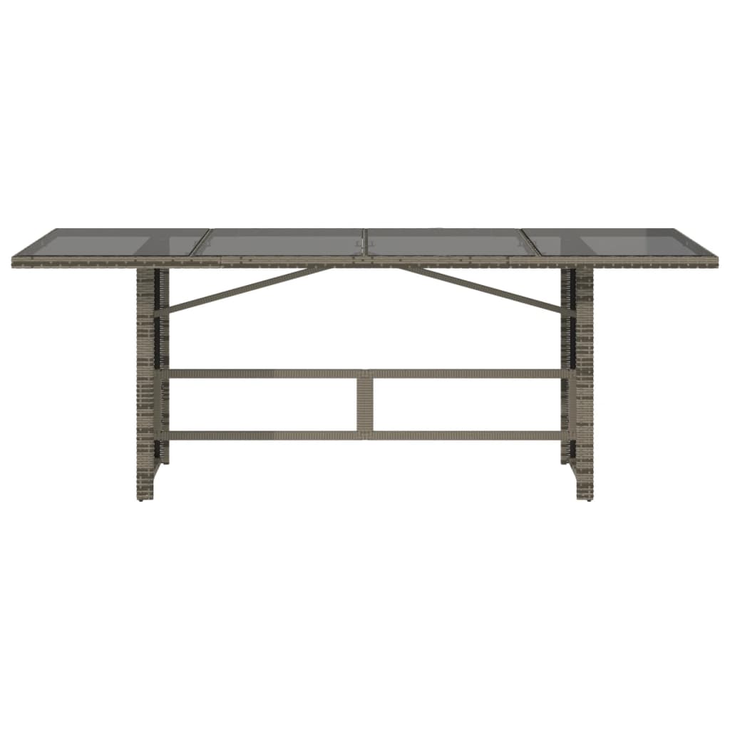 Tuintafel met glazen blad 190x80x74 cm poly rattan grijs Tuintafels | Creëer jouw Trendy Thuis | Gratis bezorgd & Retour | Trendy.nl