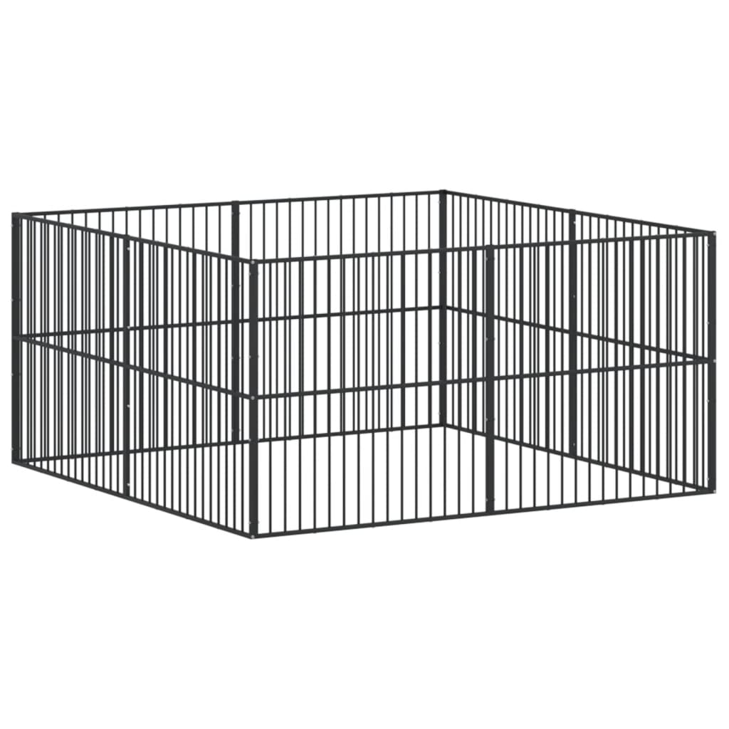 Hondenkennel 8 panelen gepoedercoat staal zwart Hondenhokken | Creëer jouw Trendy Thuis | Gratis bezorgd & Retour | Trendy.nl