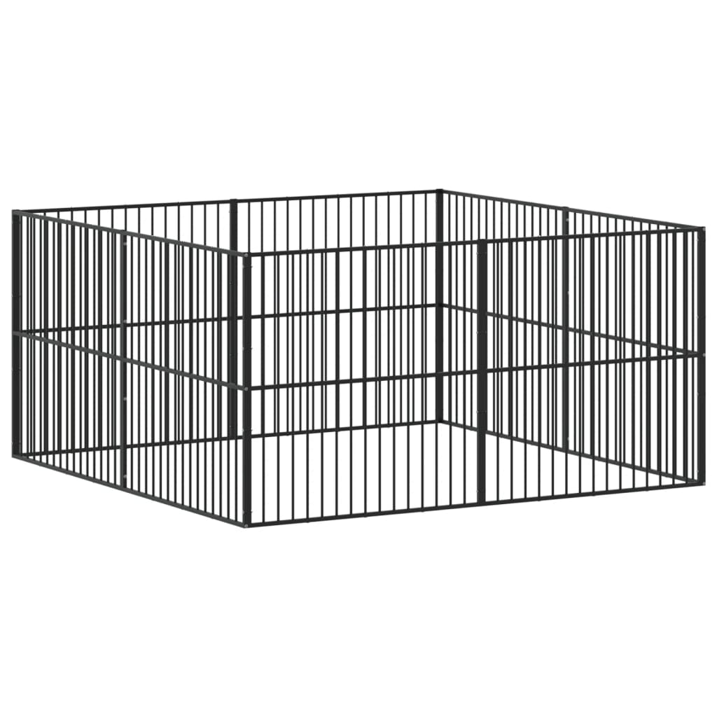 Hondenkennel 8 panelen gepoedercoat staal zwart Hondenhokken | Creëer jouw Trendy Thuis | Gratis bezorgd & Retour | Trendy.nl