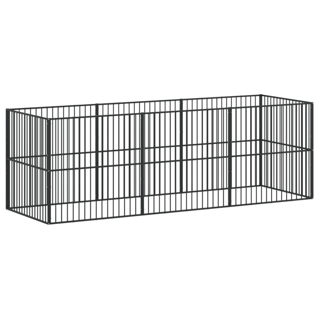 Hondenkennel 8 panelen gepoedercoat staal zwart Hondenhokken | Creëer jouw Trendy Thuis | Gratis bezorgd & Retour | Trendy.nl