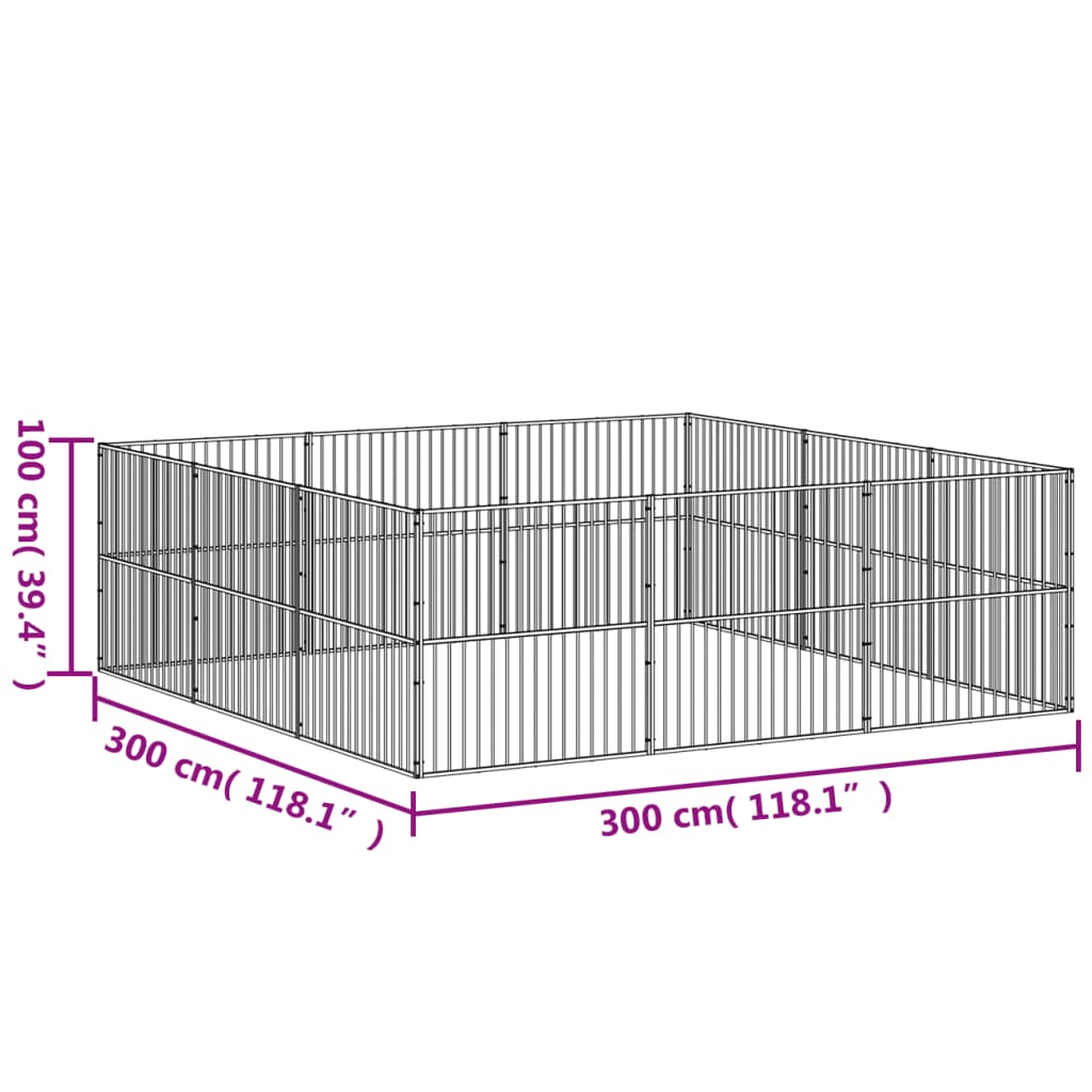 Hondenkennel 12 panelen gepoedercoat staal zwart Hondenhokken | Creëer jouw Trendy Thuis | Gratis bezorgd & Retour | Trendy.nl