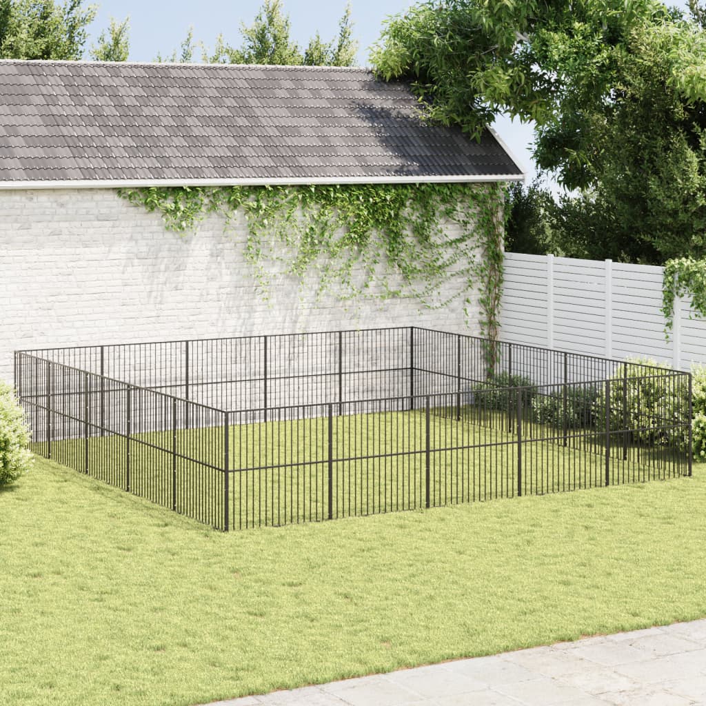 Hondenkennel 20 panelen gepoedercoat staal zwart Hondenhokken | Creëer jouw Trendy Thuis | Gratis bezorgd & Retour | Trendy.nl