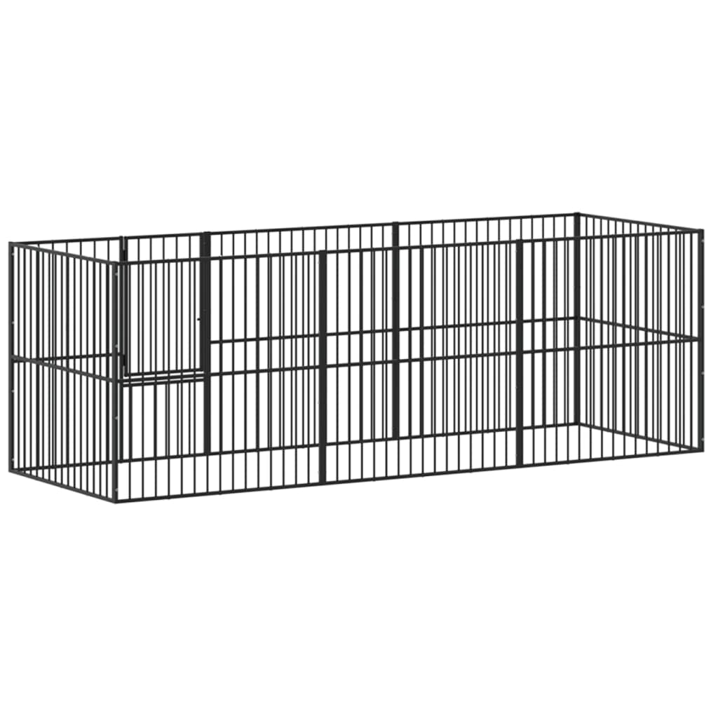 Hondenkennel 8 panelen gepoedercoat staal zwart Hondenhokken | Creëer jouw Trendy Thuis | Gratis bezorgd & Retour | Trendy.nl