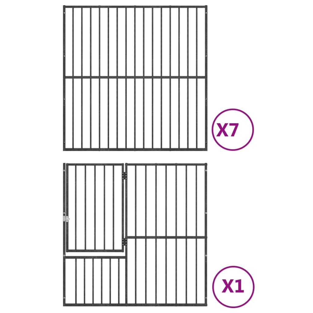 Hondenkennel 8 panelen gepoedercoat staal zwart Hondenhokken | Creëer jouw Trendy Thuis | Gratis bezorgd & Retour | Trendy.nl