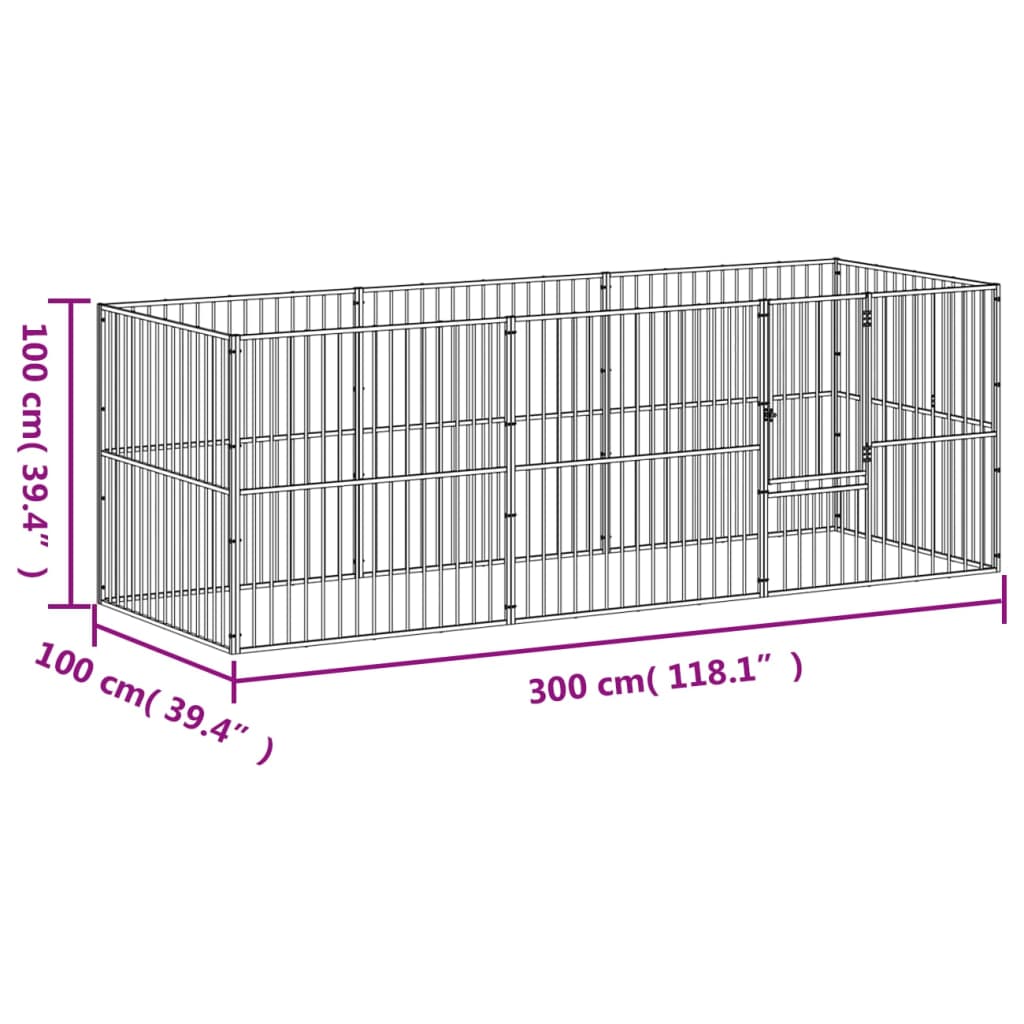 Hondenkennel 8 panelen gepoedercoat staal zwart Hondenhokken | Creëer jouw Trendy Thuis | Gratis bezorgd & Retour | Trendy.nl