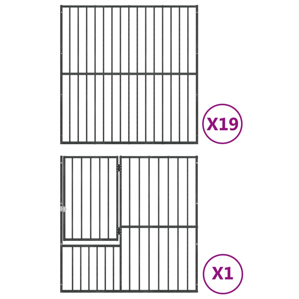 Hondenkennel 20 panelen gepoedercoat staal zwart Hondenhokken | Creëer jouw Trendy Thuis | Gratis bezorgd & Retour | Trendy.nl