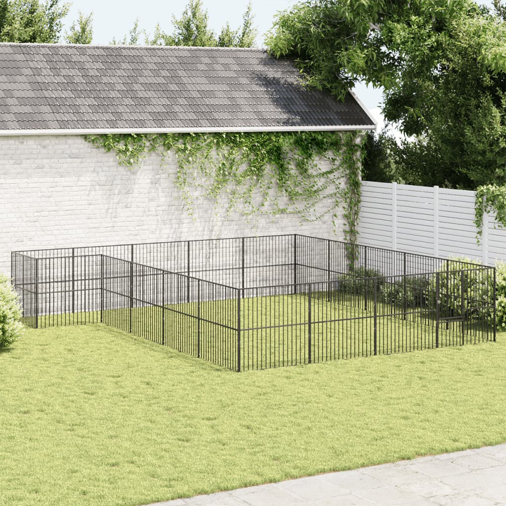 Hondenkennel 20 panelen gepoedercoat staal zwart Hondenhokken | Creëer jouw Trendy Thuis | Gratis bezorgd & Retour | Trendy.nl