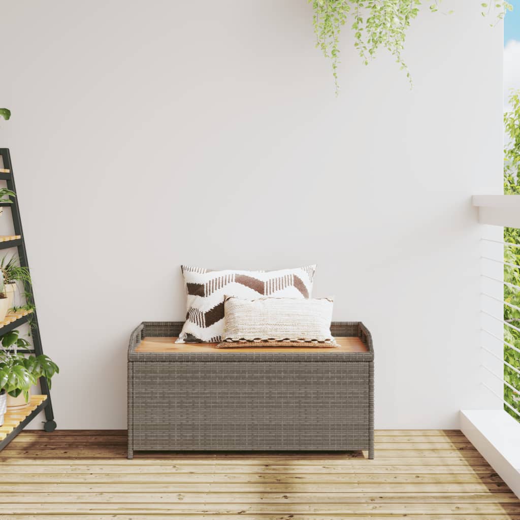 Opbergbank 100x50x52 cm poly rattan en acaciahout grijs Tuinbanken | Creëer jouw Trendy Thuis | Gratis bezorgd & Retour | Trendy.nl