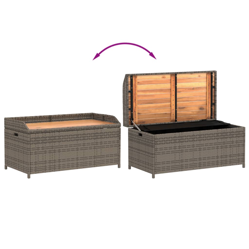 Opbergbank 100x50x52 cm poly rattan en acaciahout grijs Tuinbanken | Creëer jouw Trendy Thuis | Gratis bezorgd & Retour | Trendy.nl