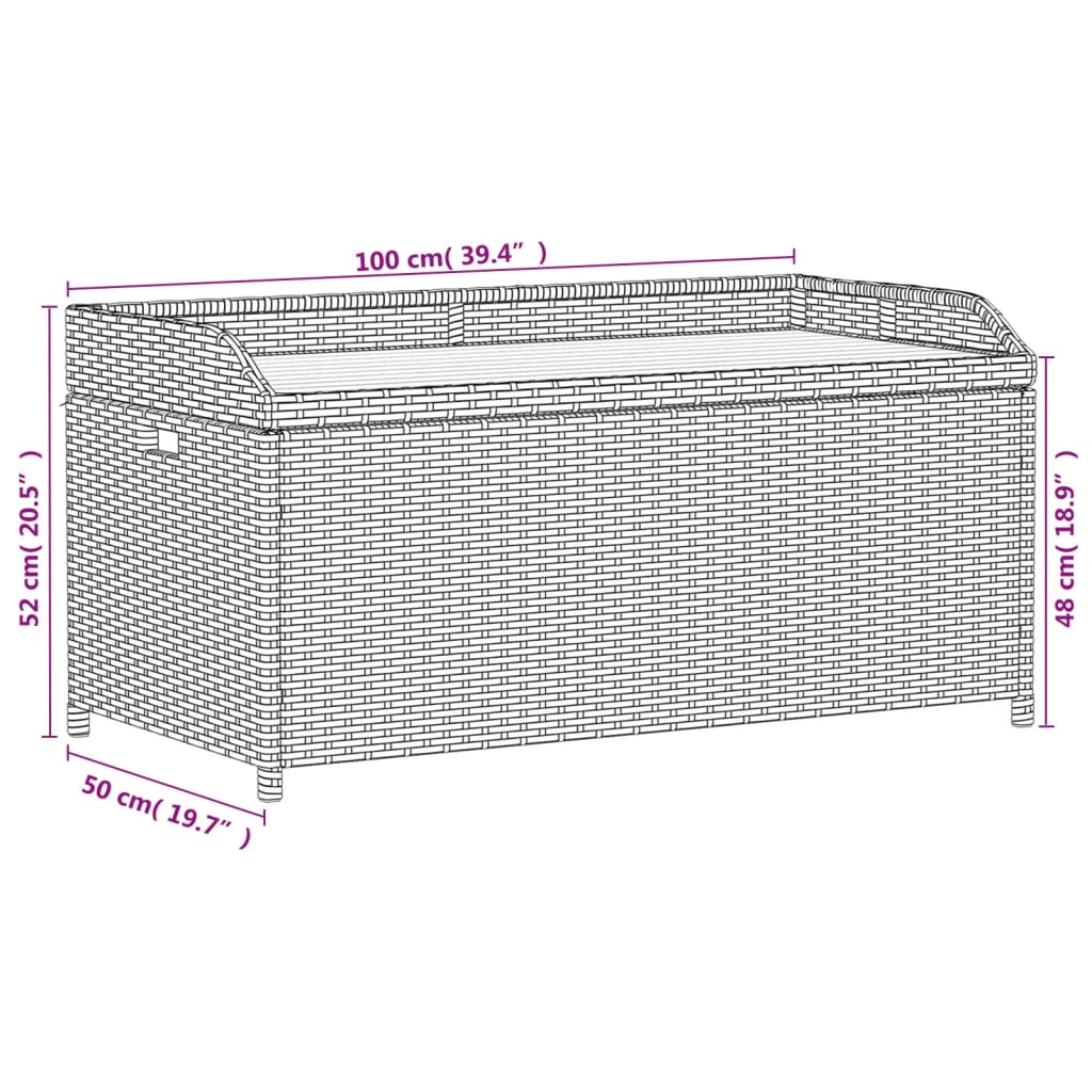 Opbergbank 100x50x52 cm poly rattan en acaciahout grijs Tuinbanken | Creëer jouw Trendy Thuis | Gratis bezorgd & Retour | Trendy.nl