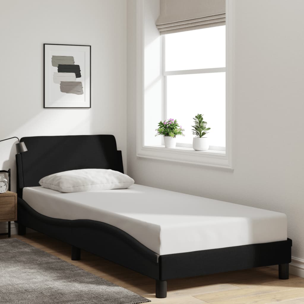 Bedframe met hoofdbord stof zwart 90x190 cm Bedden & bedframes | Creëer jouw Trendy Thuis | Gratis bezorgd & Retour | Trendy.nl