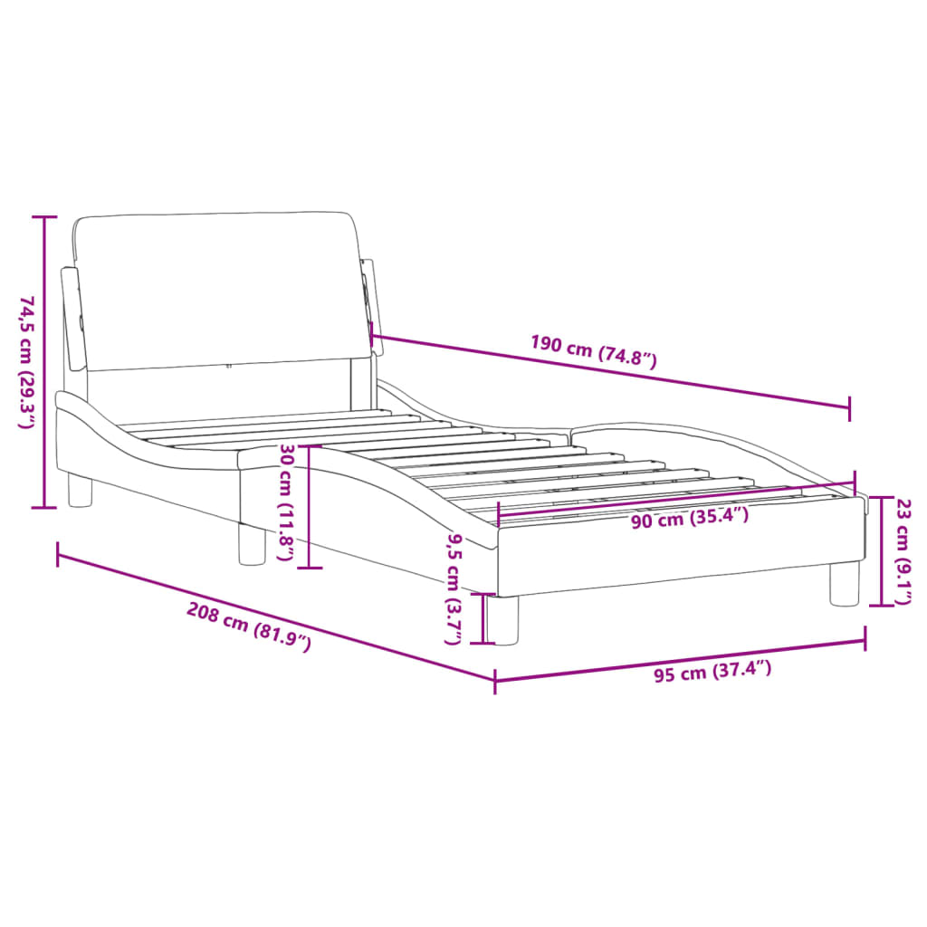 Bedframe met hoofdbord stof zwart 90x190 cm Bedden & bedframes | Creëer jouw Trendy Thuis | Gratis bezorgd & Retour | Trendy.nl