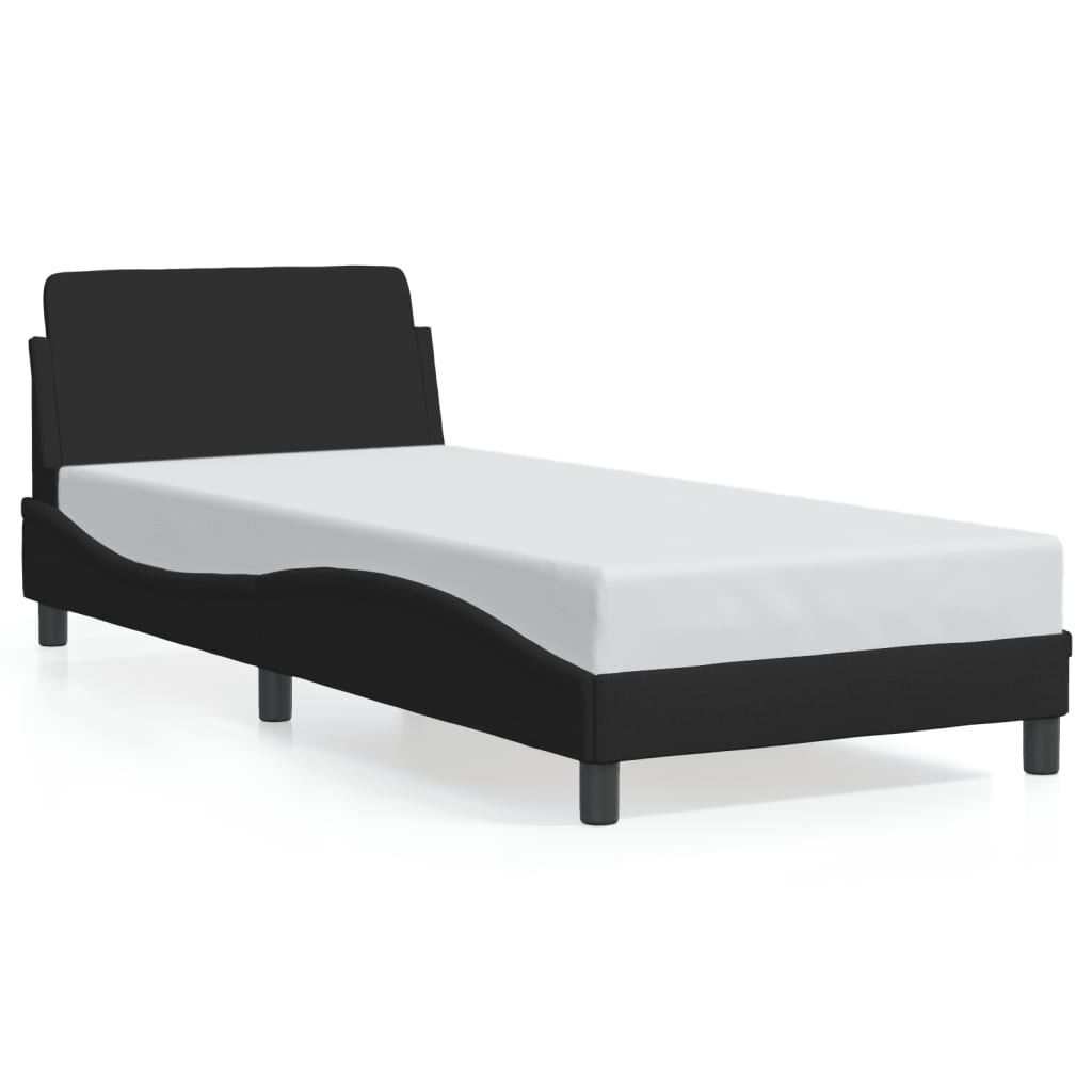 Bedframe met hoofdbord stof zwart 90x190 cm Bedden & bedframes | Creëer jouw Trendy Thuis | Gratis bezorgd & Retour | Trendy.nl