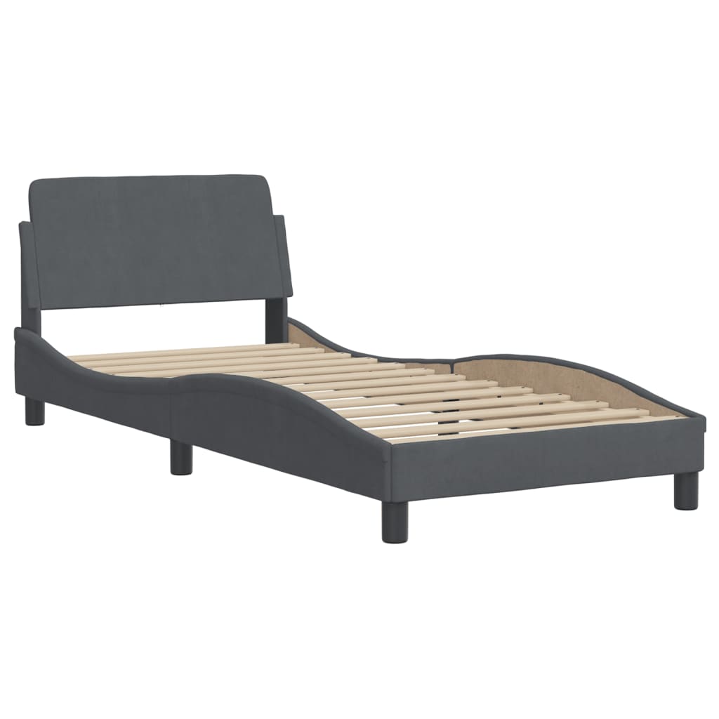 Bedframe met hoofdeinde fluweel donkergrijs 90x190 cm Bedden & bedframes | Creëer jouw Trendy Thuis | Gratis bezorgd & Retour | Trendy.nl