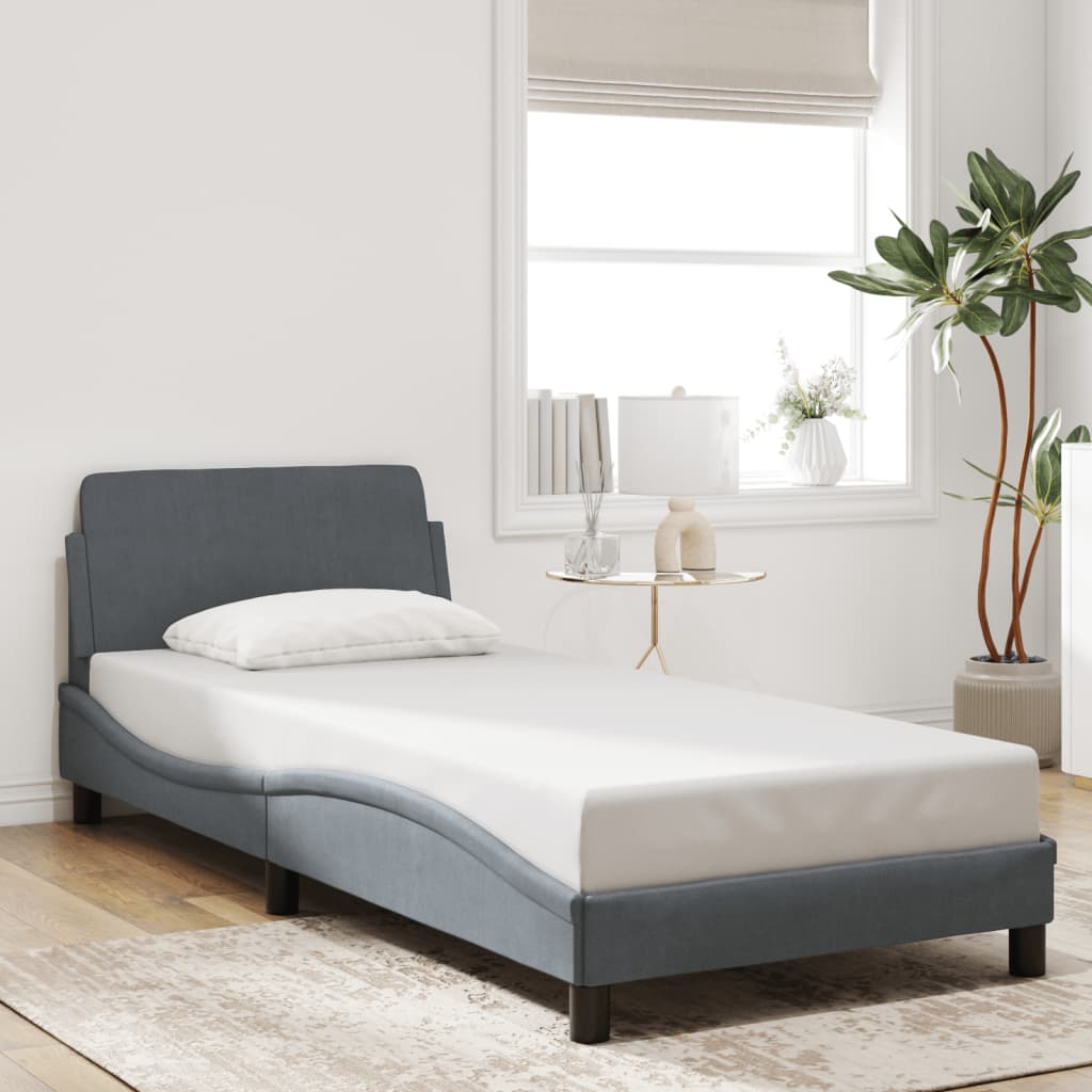 Bedframe met hoofdeinde fluweel donkergrijs 90x190 cm Bedden & bedframes | Creëer jouw Trendy Thuis | Gratis bezorgd & Retour | Trendy.nl