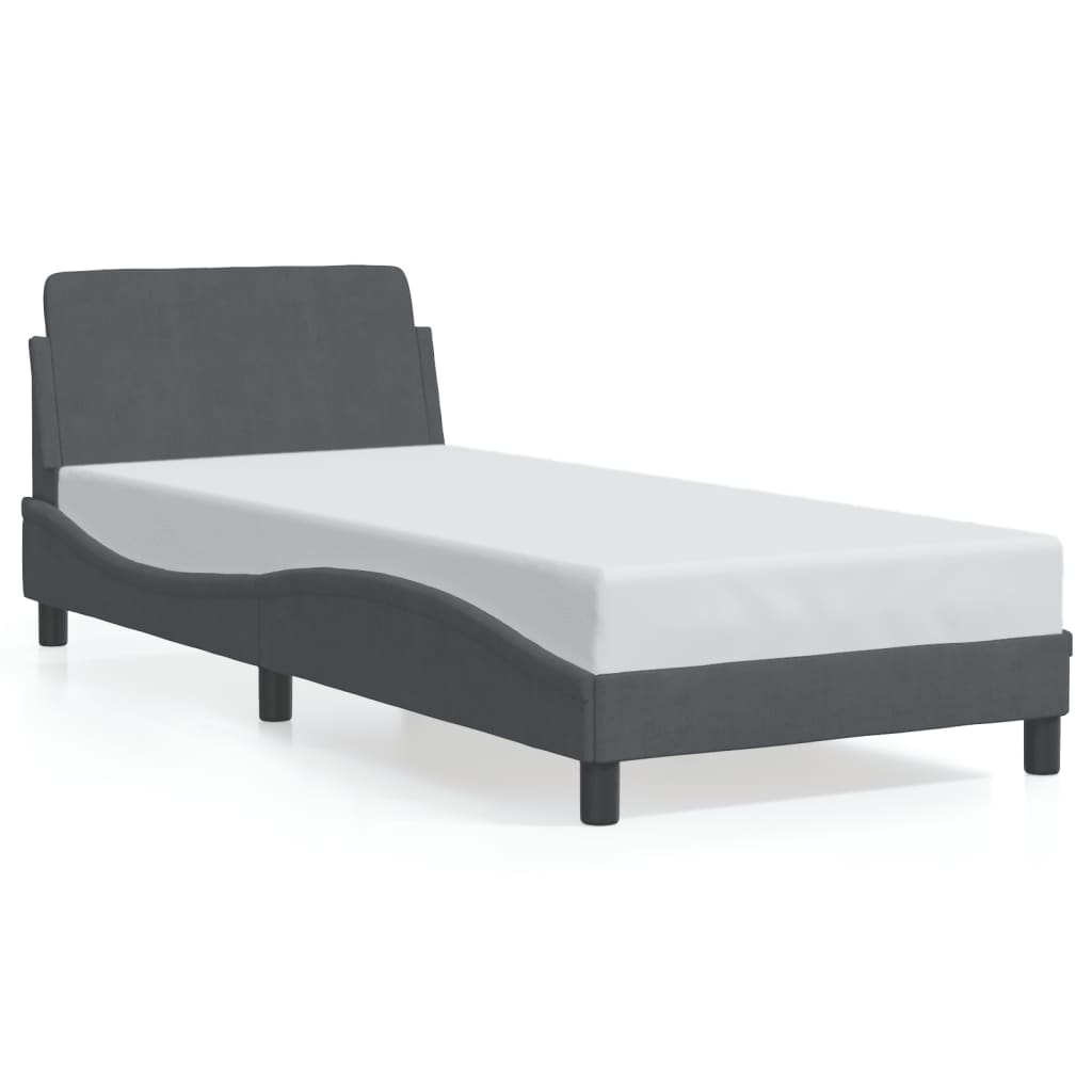 Bedframe met hoofdeinde fluweel donkergrijs 90x190 cm Bedden & bedframes | Creëer jouw Trendy Thuis | Gratis bezorgd & Retour | Trendy.nl