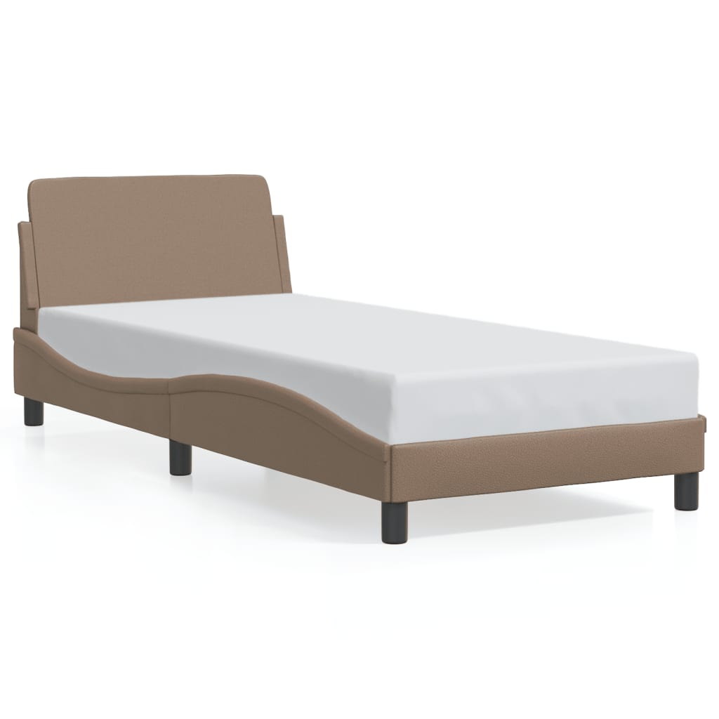 Bedframe met hoofdbord kunstleer cappucinnokleurig 90x190 cm Bedden & bedframes | Creëer jouw Trendy Thuis | Gratis bezorgd & Retour | Trendy.nl