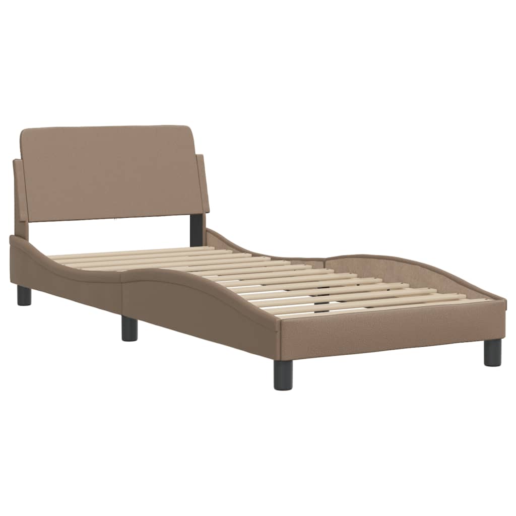 Bedframe met hoofdbord kunstleer cappucinnokleurig 90x190 cm Bedden & bedframes | Creëer jouw Trendy Thuis | Gratis bezorgd & Retour | Trendy.nl