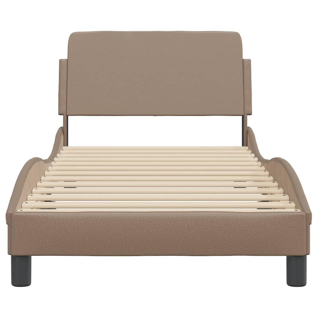 Bedframe met hoofdbord kunstleer cappucinnokleurig 90x190 cm Bedden & bedframes | Creëer jouw Trendy Thuis | Gratis bezorgd & Retour | Trendy.nl