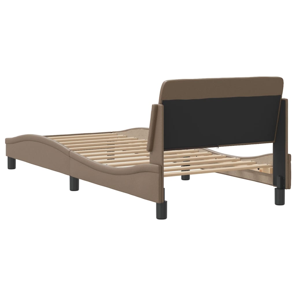 Bedframe met hoofdbord kunstleer cappucinnokleurig 90x190 cm Bedden & bedframes | Creëer jouw Trendy Thuis | Gratis bezorgd & Retour | Trendy.nl