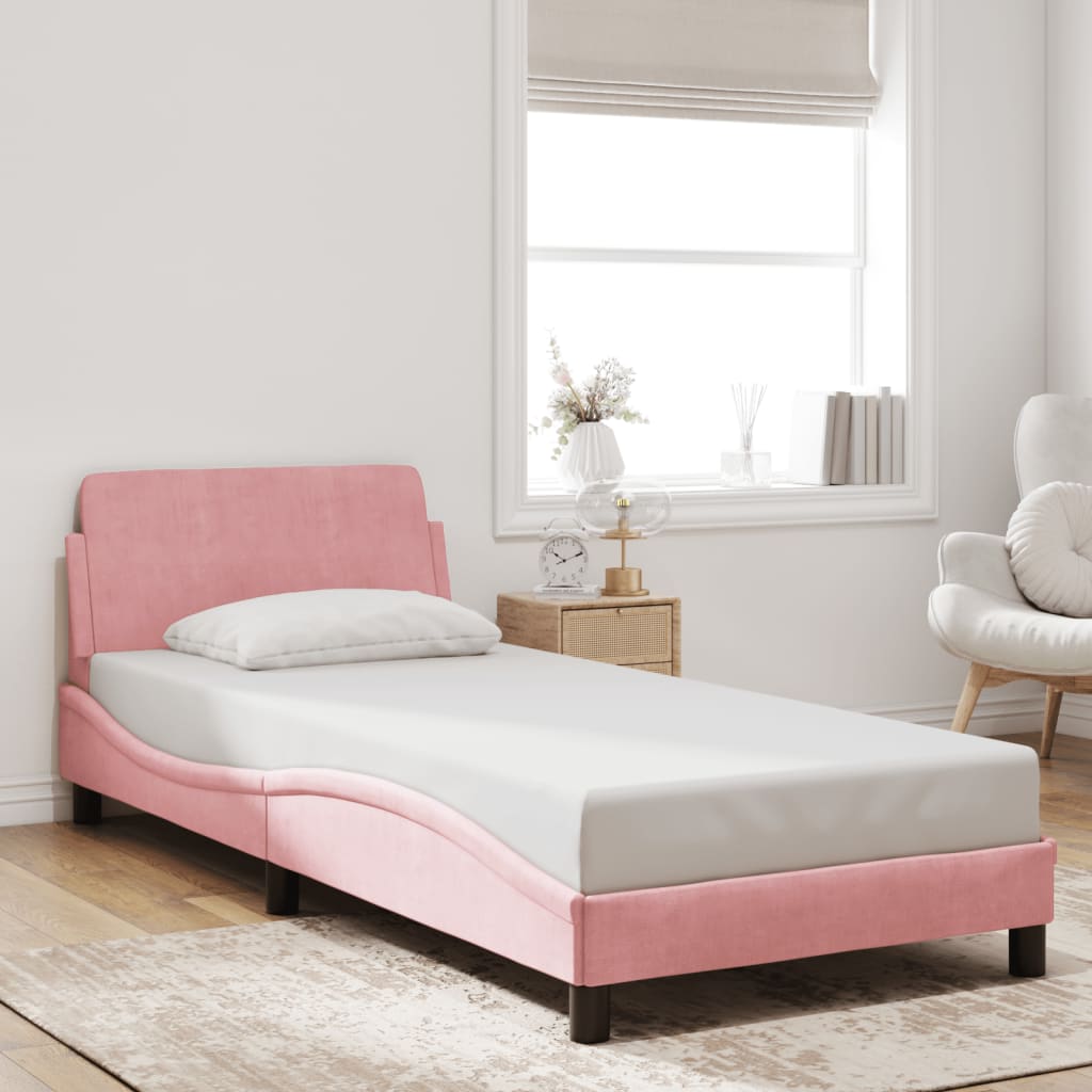 Bedframe met hoofdeinde fluweel roze 90x200 cm Bedden & bedframes | Creëer jouw Trendy Thuis | Gratis bezorgd & Retour | Trendy.nl