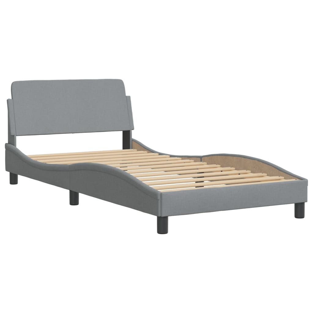 Bedframe met hoofdbord stof lichtgrijs 100x200 cm Bedden & bedframes | Creëer jouw Trendy Thuis | Gratis bezorgd & Retour | Trendy.nl