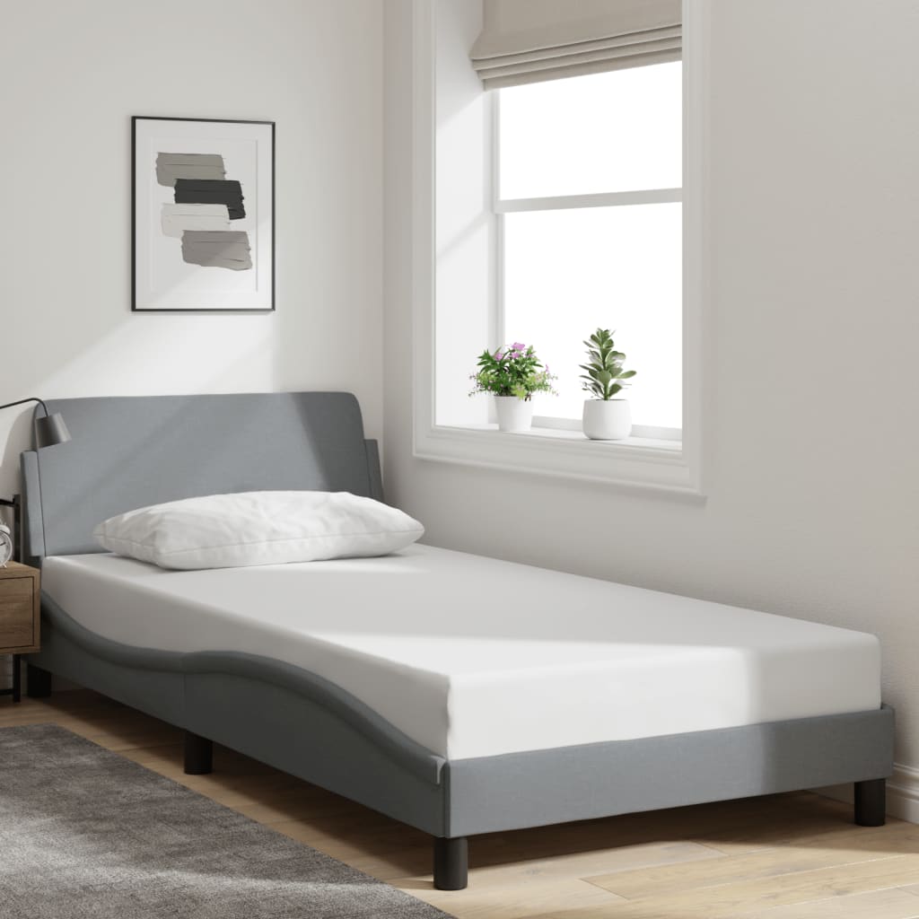 Bedframe met hoofdbord stof lichtgrijs 100x200 cm Bedden & bedframes | Creëer jouw Trendy Thuis | Gratis bezorgd & Retour | Trendy.nl