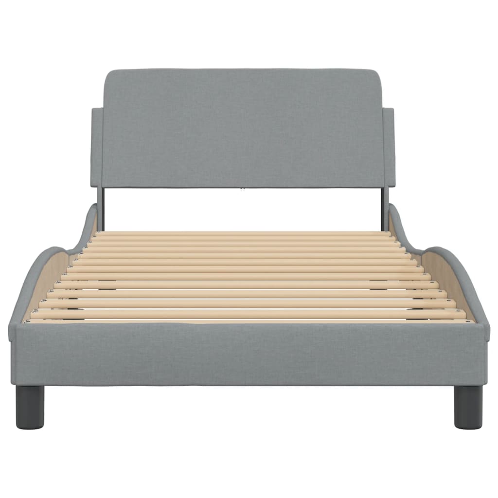 Bedframe met hoofdbord stof lichtgrijs 100x200 cm Bedden & bedframes | Creëer jouw Trendy Thuis | Gratis bezorgd & Retour | Trendy.nl