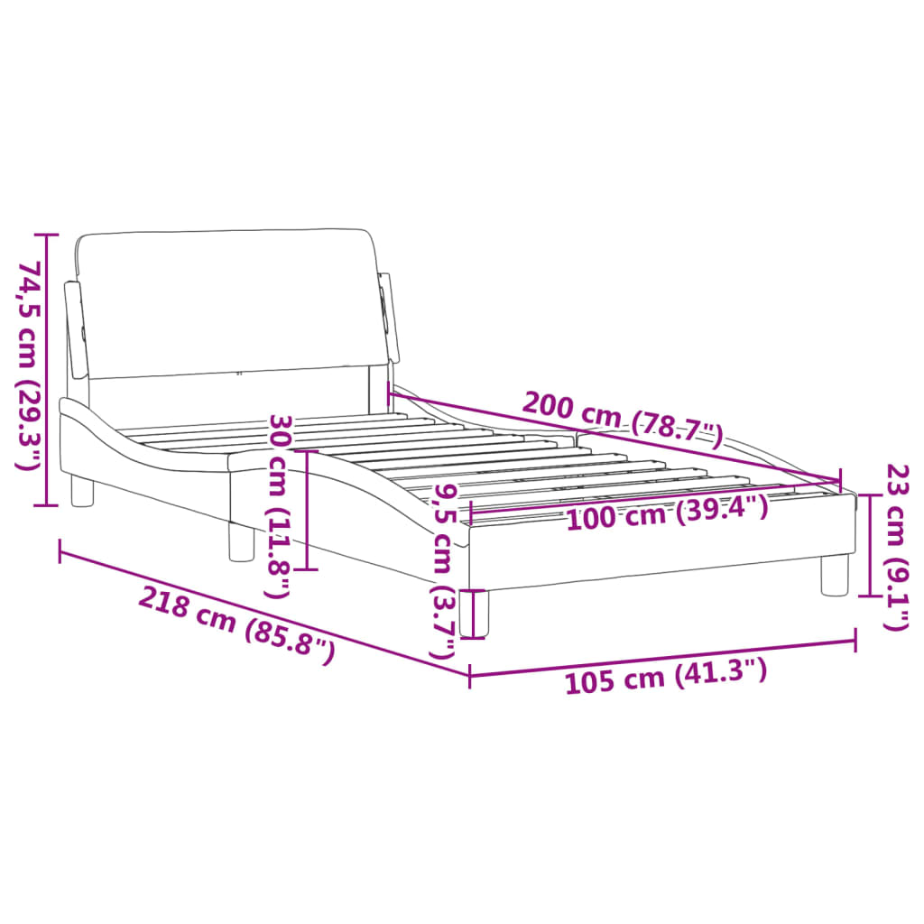 Bedframe met hoofdbord stof lichtgrijs 100x200 cm Bedden & bedframes | Creëer jouw Trendy Thuis | Gratis bezorgd & Retour | Trendy.nl