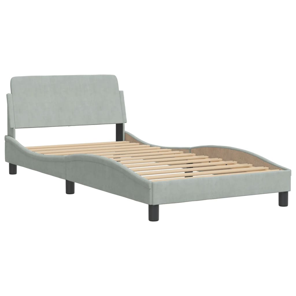 Bedframe met hoofdeinde fluweel lichtgrijs 100x200 cm Bedden & bedframes | Creëer jouw Trendy Thuis | Gratis bezorgd & Retour | Trendy.nl