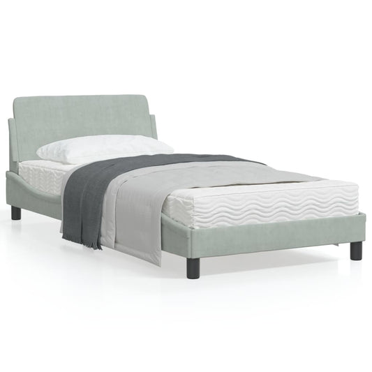 Bedframe met hoofdeinde fluweel lichtgrijs 100x200 cm Bedden & bedframes | Creëer jouw Trendy Thuis | Gratis bezorgd & Retour | Trendy.nl