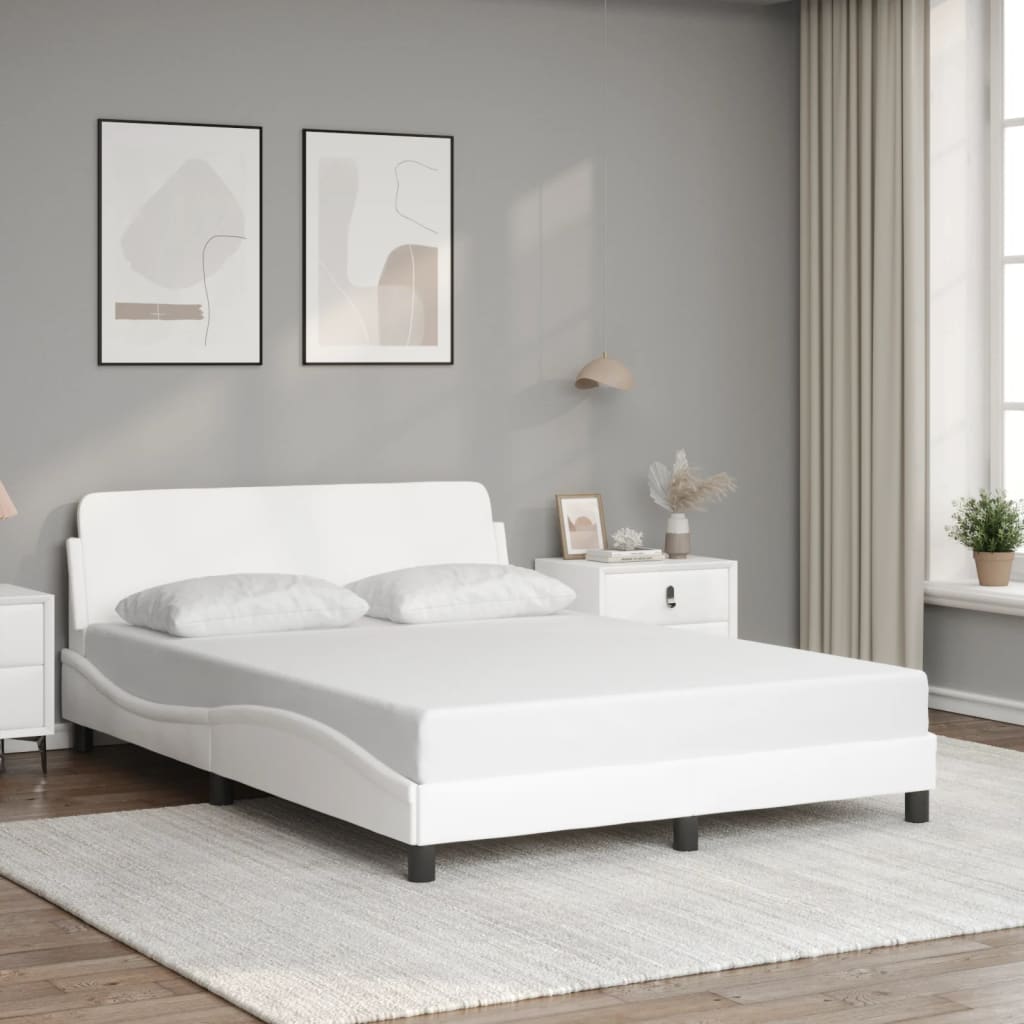 Bedframe met hoofdbord kunstleer wit 120x200 cm Bedden & bedframes | Creëer jouw Trendy Thuis | Gratis bezorgd & Retour | Trendy.nl