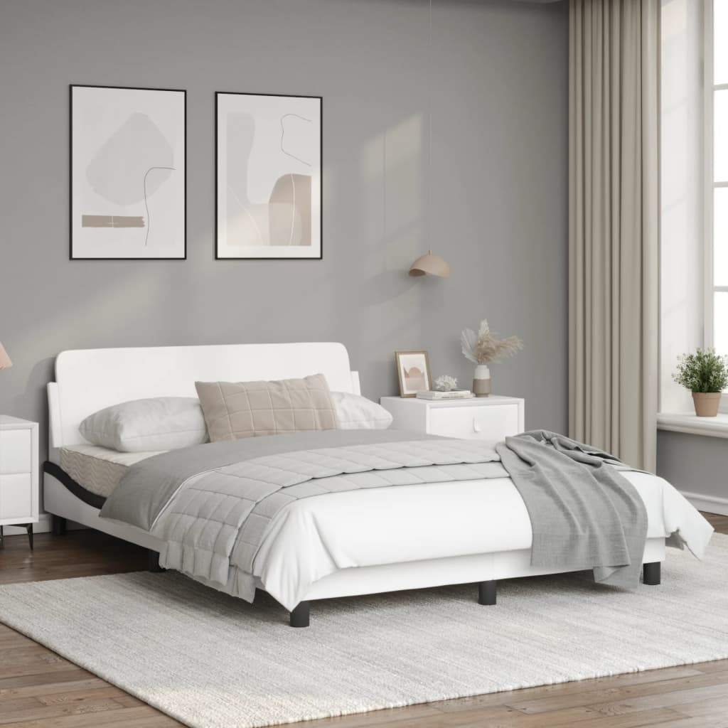 Bedframe met hoofdbord kunstleer zwart en wit 120x200 cm Bedden & bedframes | Creëer jouw Trendy Thuis | Gratis bezorgd & Retour | Trendy.nl