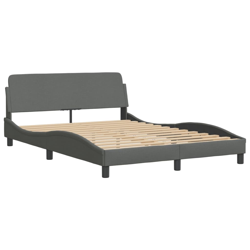 Bedframe met hoofdbord stof donkergrijs 140x190 cm Bedden & bedframes | Creëer jouw Trendy Thuis | Gratis bezorgd & Retour | Trendy.nl