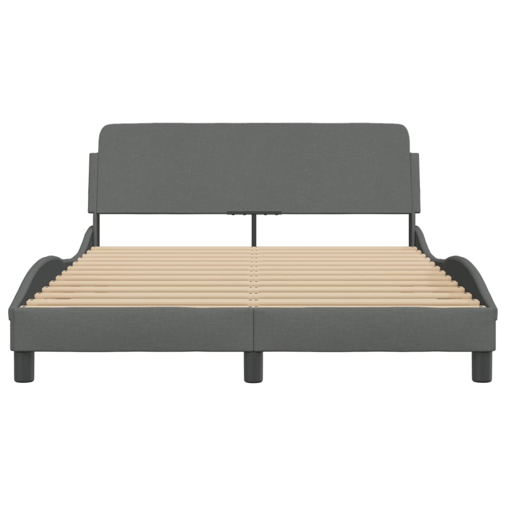 Bedframe met hoofdbord stof donkergrijs 140x190 cm Bedden & bedframes | Creëer jouw Trendy Thuis | Gratis bezorgd & Retour | Trendy.nl