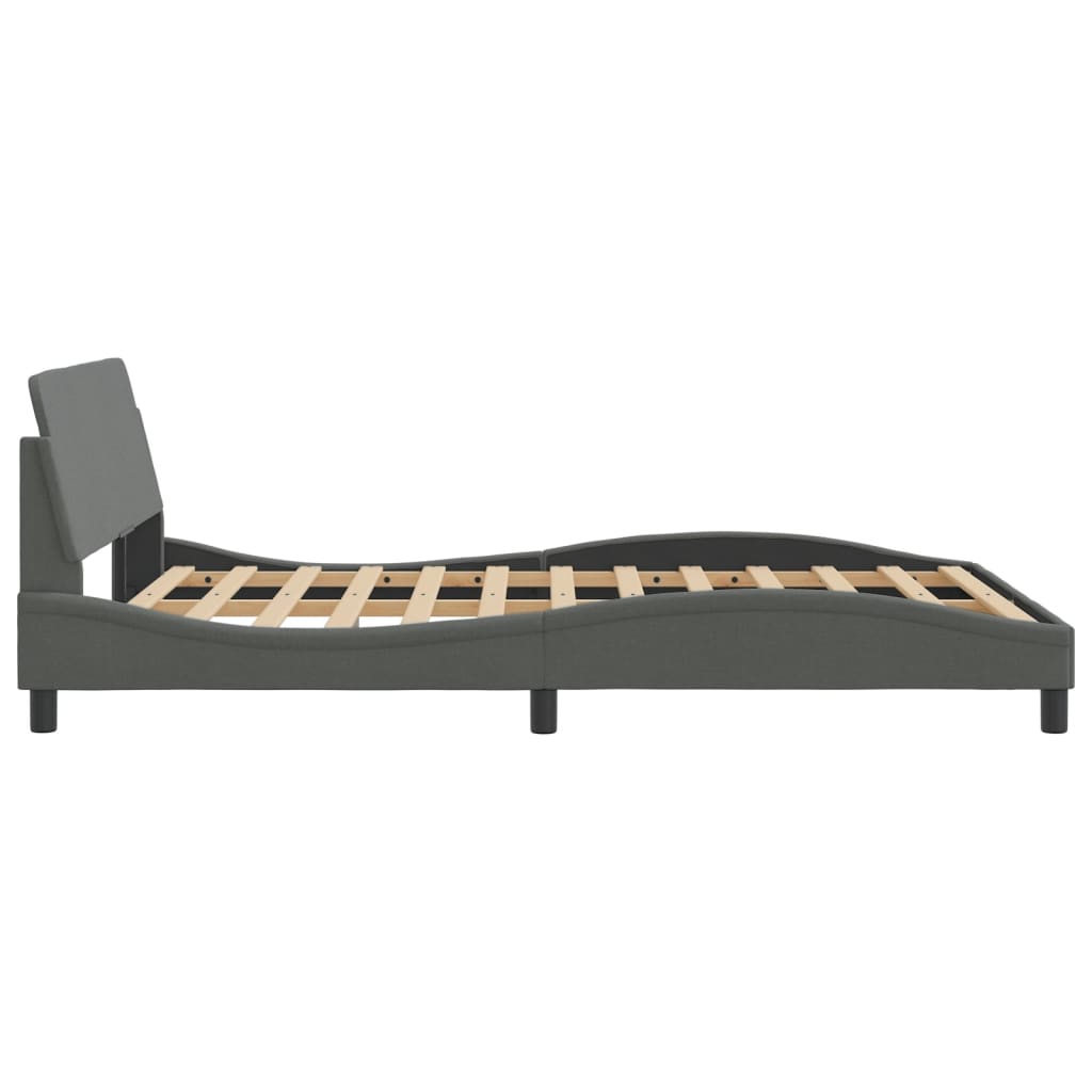 Bedframe met hoofdbord stof donkergrijs 140x190 cm Bedden & bedframes | Creëer jouw Trendy Thuis | Gratis bezorgd & Retour | Trendy.nl