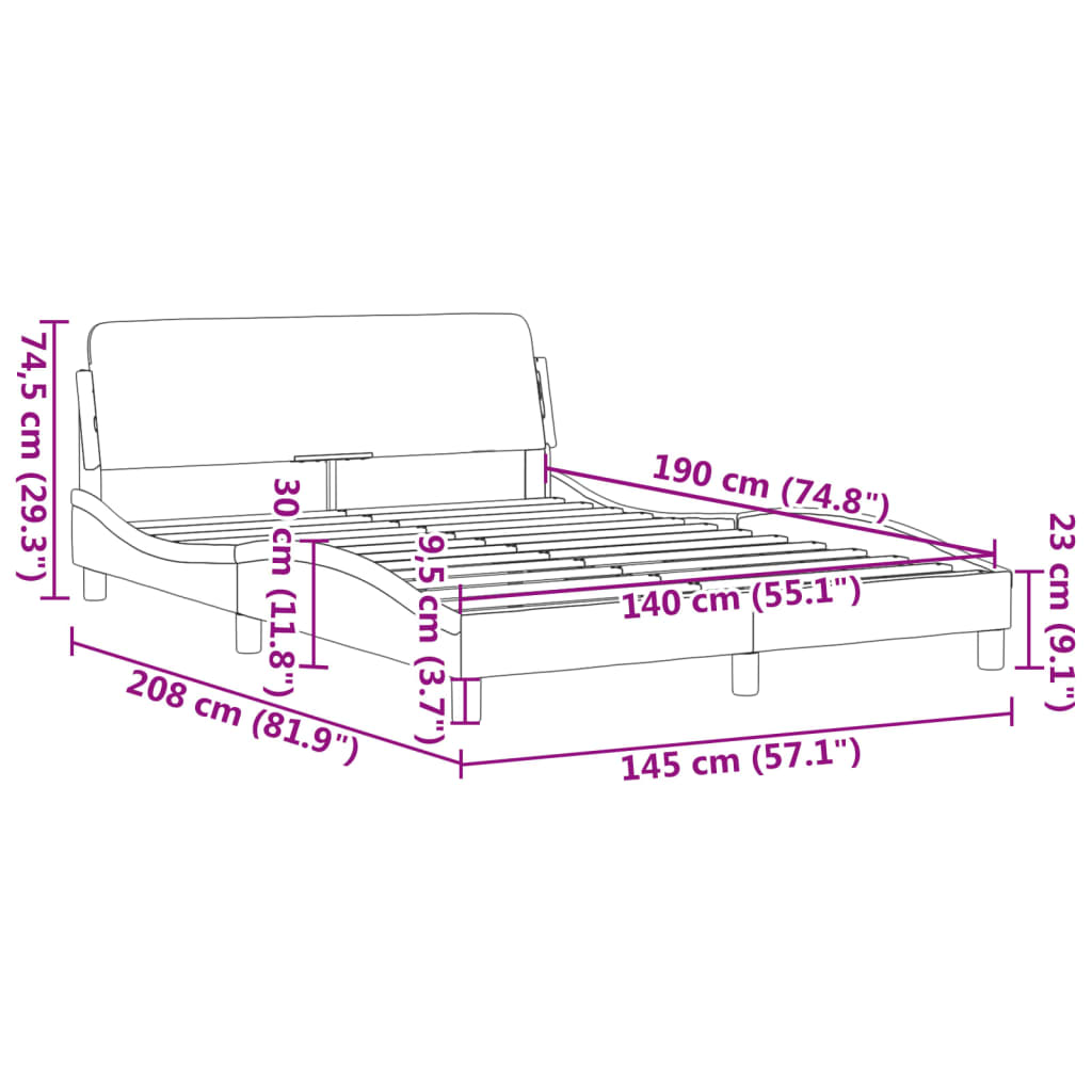 Bedframe met hoofdbord stof donkergrijs 140x190 cm Bedden & bedframes | Creëer jouw Trendy Thuis | Gratis bezorgd & Retour | Trendy.nl